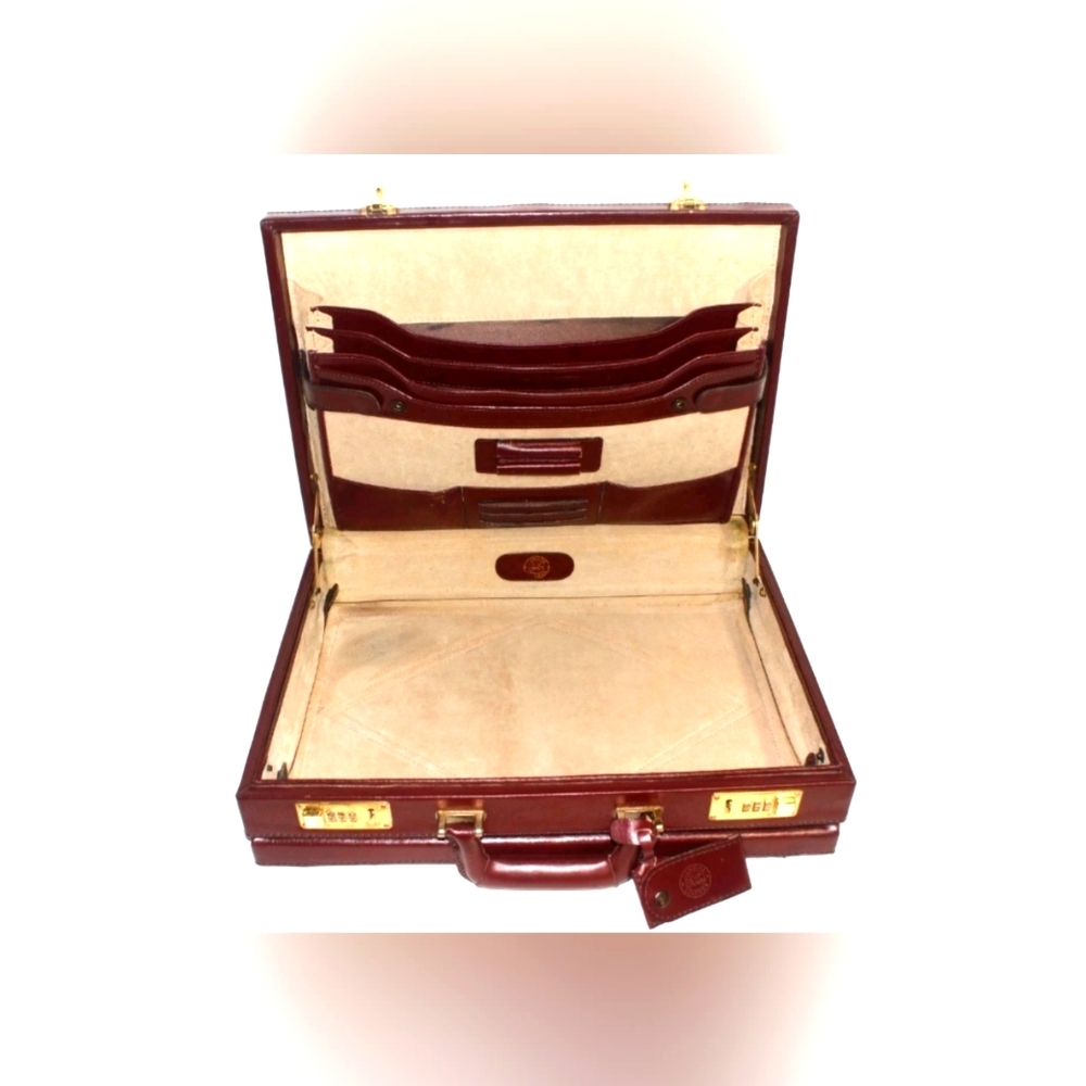 VTG FRANZEN Briefcase Top Grain Leather Burgundy - Suede Lined READ DESCRIPTION
